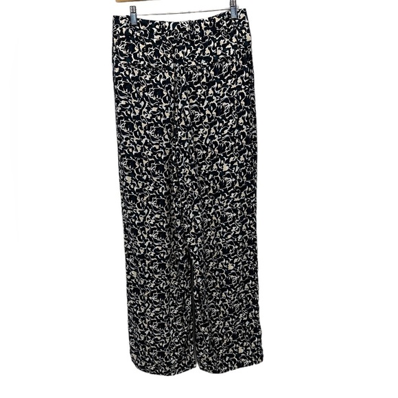 Club Monaco Abstract Print Wide Leg Pleated Front Trouser Pant - Black - size 2 - Picture 3 of 9